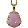 Iced Laughing Buddha Purple Jade Pendant Necklace 16'' Rope Chain Genuine Certified Grade A Jadeite Jade Hand Crafted, Jade Necklace, 14k Gold Filled Laughing Jade Buddha Necklace, Silver Jade Medallion, Fast Prime Shipping