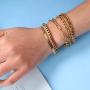 YADOCA 5 Pcs 14K Gold Plated Link Chain Bracelets Set for Men Women Paperclip Cuban Box Figaro Herringbone Chain Bracelets Jewelry Gift