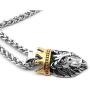 Warvik Crown Head Lion King Pendant Necklace Hip Hop Fashion Style, Stainless Steel Jewelry Mens Womens Wheat Chain 20/28inch