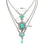 Yean Boho Turquoise Pendant Necklace Layered Choker Necklace Vintage Beach Jewelry for Women and Girls