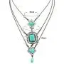 Yean Boho Turquoise Pendant Necklace Layered Choker Necklace Vintage Beach Jewelry for Women and Girls