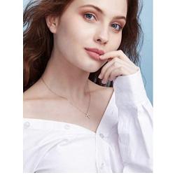 PAPUKA 925 Sterling Silver Cross Necklace for Women Girls, Cubic Zirconia CZ Simulated Diamond Cross Crucifix Pendant Necklace Jewelry, 18'' Silver Chain Nice Gifts