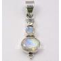 SilverStarJewel Faceted Rainbow Moonstone 3 Stone Pendant 1.4'' 925 Sterling Silver
