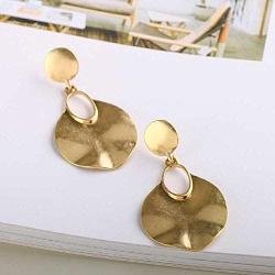 Simple Geometric Drop Earrings Retro Earbob Round Dangles Hoops Women Unique Boho Leaf Earrings Tribal Jewelry