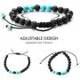 2 Packs Adjustable Beaded Turquoise Lava Stone String Bracelets-Fashion Bohemian Jewelry Multilayer Charm Bracelet for Women Men Girls Couples - Meditation, Relax, Healing, Aromatherapy