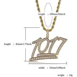 LC8 Jewelry Hip Hop 1017 Pendant Iced Out Rhinestone Diamond Bling Shiny Creative Pendant with 24” Rope Chain for Men Women