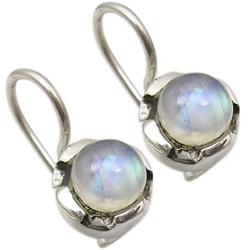 SilverStarJewel 925 Solid Silver Natural Rainbow Moonstone tcw 1.8 Dangling Earrings 1.8 cm