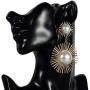 Exaggerated Big Drop Earrings for Women Big Pearl Round Dangle Earrings Wild Sun Earrings Female Fashion Jewelry