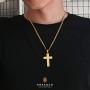 KRKC&CO Cross Pendant, Mens Necklace, Hip Hop Pendant with 3mm 24'' Cuban Chain, Hip Hop Jewelry Street-wear Urban Style for Men