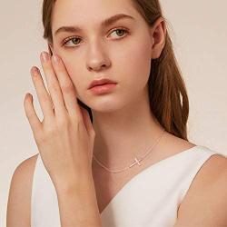 WINNICACA s925 Sterling Silver Simple Sideways Cross Choker Necklace Dainty Jewelry for Women Men Teens Mothers Day Birthday Nurses Day Christmas Gifts , 14 inches to 16 inches