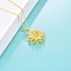 LUHE S925 Sterling Silver Sun Flower Ladybug Pendant Necklace Jewelry Gifts for Girlfriend Mom