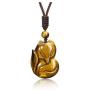 CrystalTears Tiger Eye Healing Crystal Stone Necklace Handcarved Fox Amulet Gemstone Pendant Necklace Jewelry for Men Women
