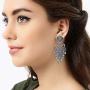 Aheli Bollywood Designer Indian Faux Kundan Stone Enamel Pearl Chandbali Dangle Earrings Ethnic Wedding Jewelry for Women