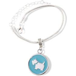 EPJ Scottish Terrier Gift | Silver on Blue Round Stainless Steel Charm Bracelet