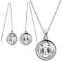 Besilver Christmas Birthstone Jewelry Gift Women Girl 925 Sterling Silver Birthstone Solitaire Necklace Earrings Set Elegant Birthday Jewelry Gift