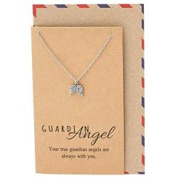 Quan Jewelry Guardian Angel Necklace with Greeting Card, Christmas Gifts for Women