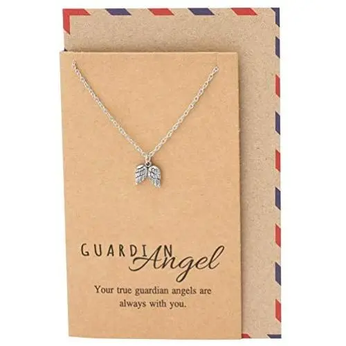 Quan Jewelry Guardian Angel Necklace with Greeting Card, Christmas Gifts for Women Quan Jewelry Guardian Angel Necklace with Greeting Card, Christmas Gifts for Women
