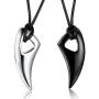 Jstyle Stainless Steel Necklace for Men Necklace Chain Spear Wolf Teeth Pendant Adjustable Chains 2 Set