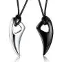Jstyle Stainless Steel Necklace for Men Necklace Chain Spear Wolf Teeth Pendant Adjustable Chains 2 Set