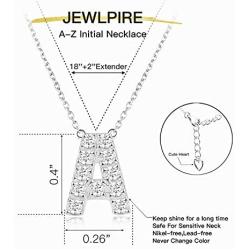 Jewlpire Initial Necklaces Letter Necklaces for Women Girl 925 Sterling Silver Necklace Cubic Zirconia Hypoallergenic Simulated Diamond Personalized Dainty-S