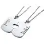His and Hers Couple Necklace, Stainless Steel Matching Heart Dogtag Love Quote Engraved Stamped Pendant Necklace, Couples Necklace for Valentine Day Gift