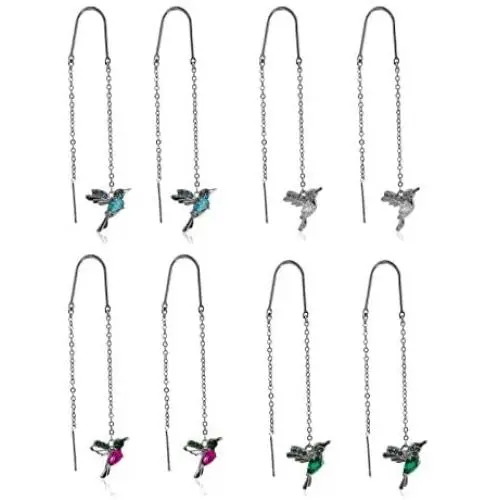 3Pairs/Set Hummingbird Rhinestone Long Tassels Threader Dangle Earrings Colorful Elegant Hummingbirds Crystal Drop Earring Set Multicolor Stud Post Jewelry for Teens Women Girls 3Pairs/Set Hummingbird Rhinestone Long Tassels Threader Dangle Earrings Colorful Elegant Hummingbirds Crystal Drop Earring Set Multicolor Stud Post Jewelry for Teens Women Girls