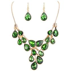 EVER FAITH Womens Austrian Crystal Bridal Waterdrop On The Branch Necklace Earrings Set