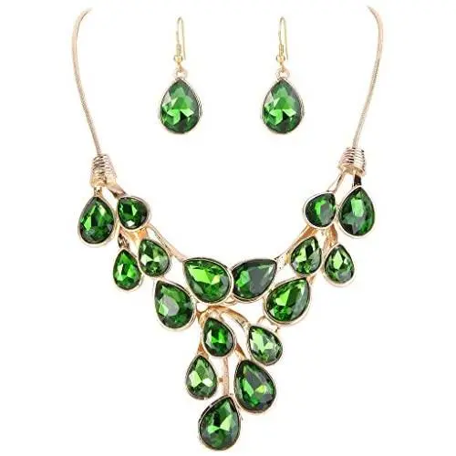 EVER FAITH Womens Austrian Crystal Bridal Waterdrop On The Branch Necklace Earrings Set EVER FAITH Womens Austrian Crystal Bridal Waterdrop On The Branch Necklace Earrings Set