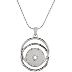 My Prime Gifts Interchangeable Snap Jewelry Double Halo Necklace 24'' + 3'' Extender Holds 18-20mm