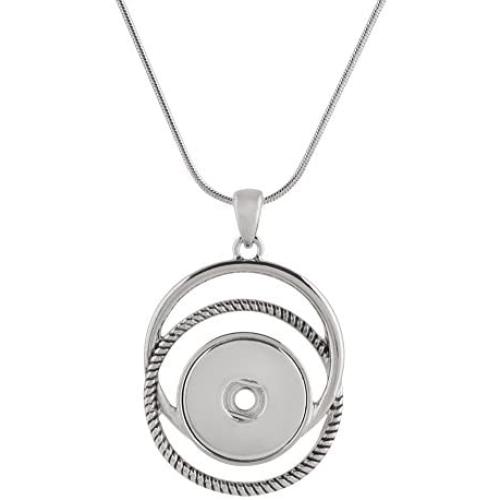 My Prime Gifts Interchangeable Snap Jewelry Double Halo Necklace 24'' + 3'' Extender Holds 18-20mm