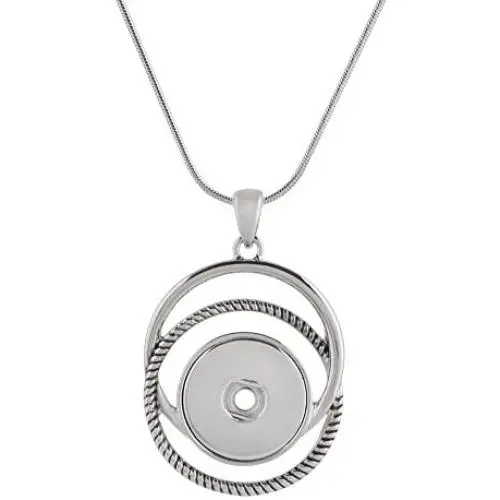 My Prime Gifts Interchangeable Snap Jewelry Double Halo Necklace 24'' + 3'' Extender Holds 18-20mm My Prime Gifts Interchangeable Snap Jewelry Double Halo Necklace 24'' + 3'' Extender Holds 18-20mm