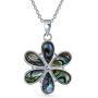 Rainbow Shell Inlay Flower Abalone Pendant Necklace For Women For Teen 925 Sterling Silver With Chain