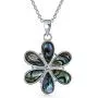 Rainbow Shell Inlay Flower Abalone Pendant Necklace For Women For Teen 925 Sterling Silver With Chain