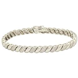 SHKA 18 K Platinum Plated S Link Tennis Bracelet CZ Bracelets with Sparking Wave Pave Crystal Wrap Cubic Zirconia for Men and Women