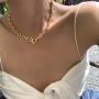 Statement 14k Gold Plated 4mm Thick Oval Chain Link Choker Toggle Necklaces Chunky Gold Jewelry for Women Mothers Gift