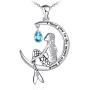 Mermaid Necklace for Women 925 Sterling Silver Mermaid Beach Necklace Jewelry Gifts for Women Girls Wife Daughter