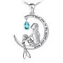 Mermaid Necklace for Women 925 Sterling Silver Mermaid Beach Necklace Jewelry Gifts for Women Girls Wife Daughter