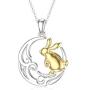 ROMANTIC WORK Cute Rabbit Necklace for Women Sterling Silver Bunny on The Moon Pendant Easter Necklace Rabbit Jewelry Gift for Girlfriend Daughter Sister