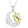 ROMANTIC WORK Cute Rabbit Necklace for Women Sterling Silver Bunny on The Moon Pendant Easter Necklace Rabbit Jewelry Gift for Girlfriend Daughter Sister ROMANTIC WORK Cute Rabbit Necklace for Women Sterling Silver Bunny on The Moon Pendant Easter Necklace Rabbit Jewelry Gift for Girlfriend Daughter Sister