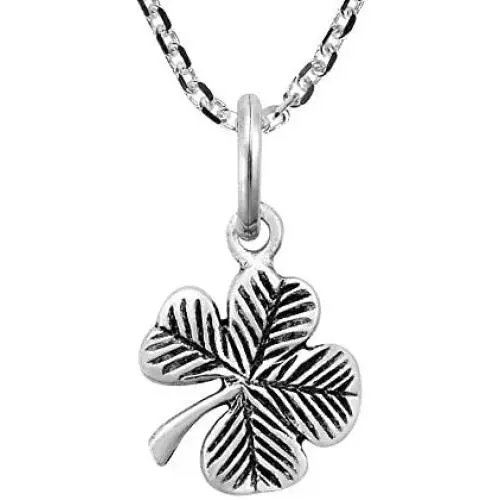 AeraVida Lucky Charm .925 Sterling Silver Four Leaf Clover Pendant Charm Necklace