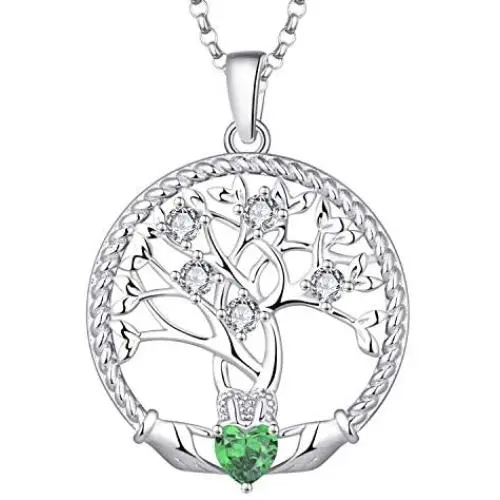 JO WISDOM Women Necklace,925 Sterling Silver Tree of Life Yggdrasil Pendant Necklace with AAA Cubic Zirconia JO WISDOM Women Necklace,925 Sterling Silver Tree of Life Yggdrasil Pendant Necklace with AAA Cubic Zirconia