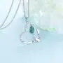 Ladytree S925 Sterling Silver Vegan Necklace Cubic Zirconia Green Symbol Necklace for Vegetarian Women,18 inches