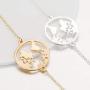 MIXIA Vintage Round Origami World Map Necklace Women Geometric Earth Globe Map Necklace Circle Pendants Choker Jewelry 18''