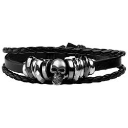 Manfnee Leather Braided Bracelet Cuff Wrap Wristband for Men Women Adjustable