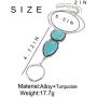 Campsis Boho Finger Ring Bracelet Turquoise Bracelet Silver Festival Hand Chain Decorative Jewelry for Women and Girls