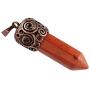 Nupuyai Crystal Point Wand Healing Stone Pendant Necklace for Unisex, Copper Wrapped Stone Pendant with Chain 22.8''