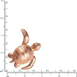 Sterling Silver 14K Rose-Gold Plated Waving Turtle Necklace Pendant with 18'' Box Chain