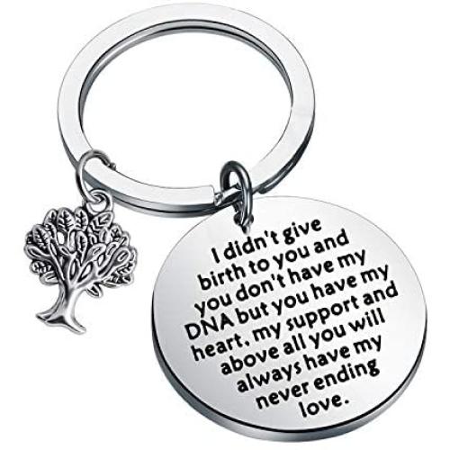 FUSTMW Adoption Gifts Keychain Adopted Child Gifts Stepdaughter Stepson Gifts from Stepmom Stepdad Adoption Jewelry You Will always have My Never Ending Love