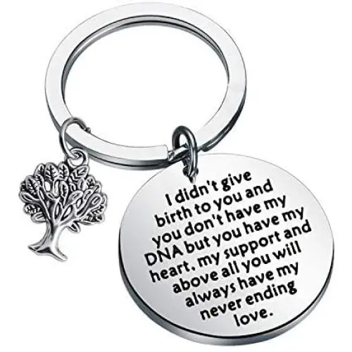 FUSTMW Adoption Gifts Keychain Adopted Child Gifts Stepdaughter Stepson Gifts from Stepmom Stepdad Adoption Jewelry You Will always have My Never Ending Love
