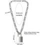 DIBOLA Padlock Necklace Stainless Steel Lock Chain for Men Women Silver 18-24 inch